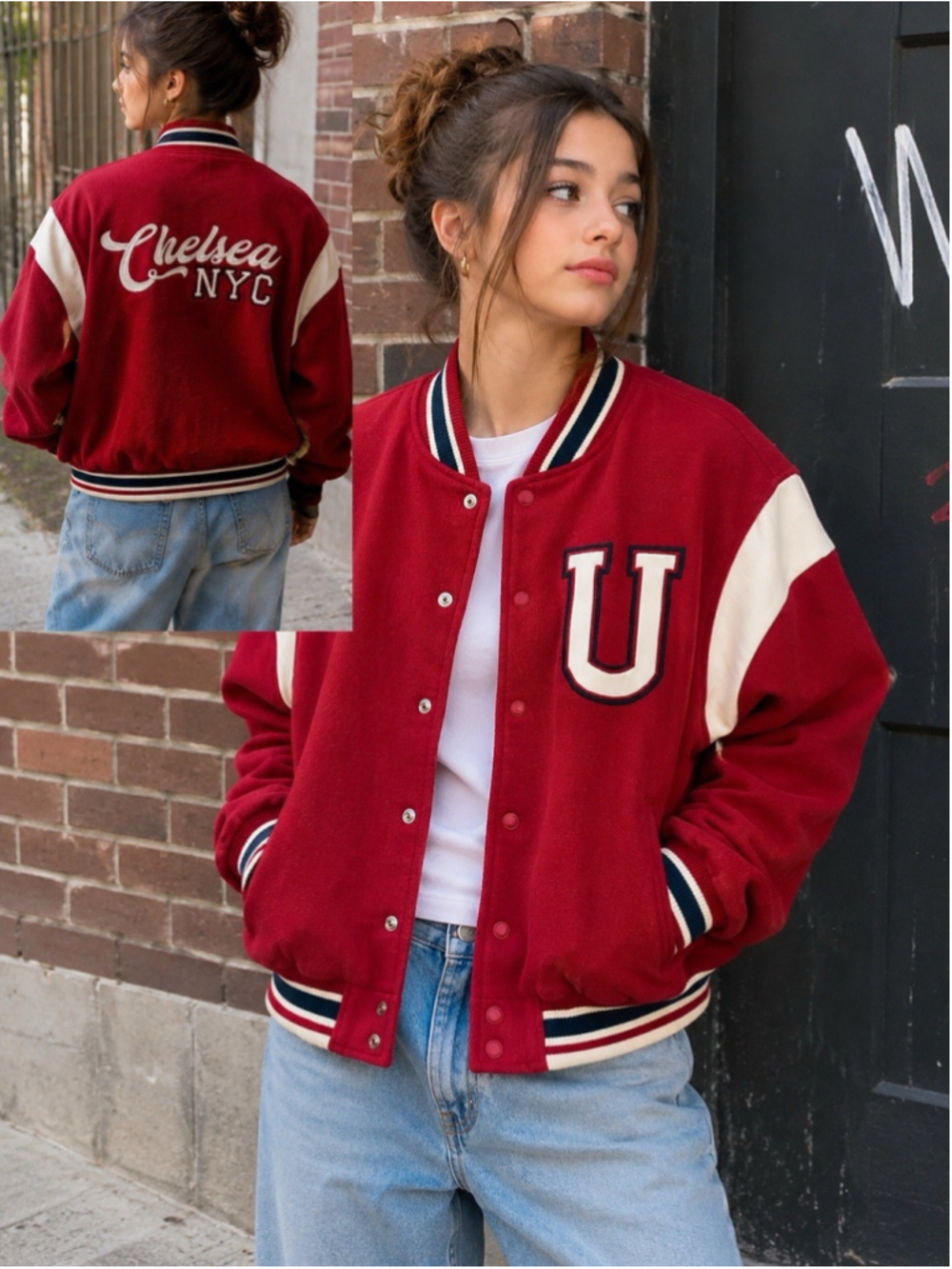 Zara Chelsea NYC Red Varsity Jacket M • Unisex